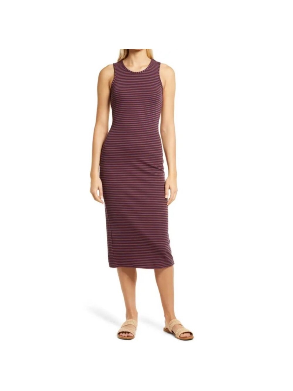 Marine Layer Lexi Daytime Ribbed Midi Stripe Dress Small